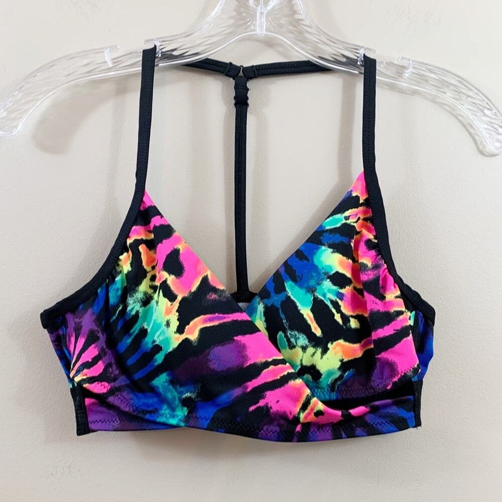 Victoria’s Secret PINK Spiral Tie-Dye Black/Pink Sports Bra